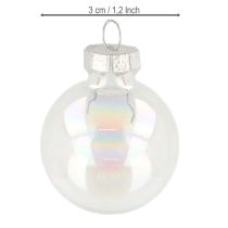 Product Mini Christmas glass baubles, iridescent, clear, 3cm, 22 pieces