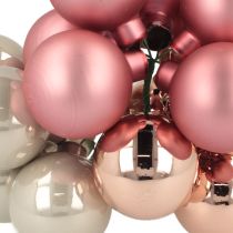 Product Mini Christmas balls glass pink grey wire Ø40mm 32 pcs
