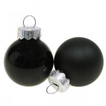 Product Mini Christmas balls glass black gloss/matt Ø2.5cm 24 pcs