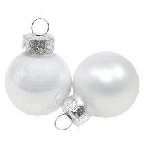 Product Mini Christmas balls glass white gloss/matt Ø2.5cm 24 pcs