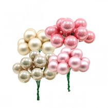 Product Mini Christmas balls on wire Ø20mm glass pink 140p
