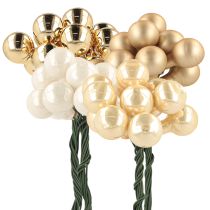 Product Mini Christmas balls on wire gold, cream Ø1.5cm 140 pcs