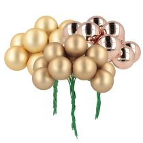 Product Mini Christmas balls on wire gold rosé glass Ø25mm 140 pcs