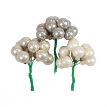 Product Mini Christmas balls on wire glass cream grey Ø2cm 140 pcs
