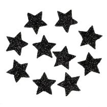 Mini glitter star black 2,5 cm 48pcs