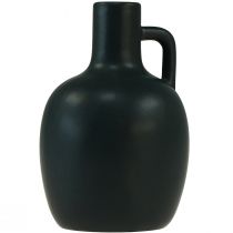 Product Mini ceramic vase matt black with handle Ø9cm H14.5cm