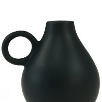 Product Mini ceramic vase black handle ceramic decoration H8.5cm