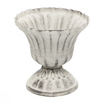 Mini Cup Vase Metal Chalice White Gray Antique Ø8cm H8cm