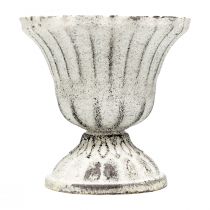 Mini Cup Vase Metal Chalice White Gray Antique Ø8cm H8cm