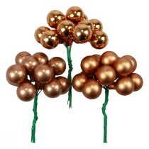 Mini Christmas balls on wire glass orange Ø2cm 140 pcs