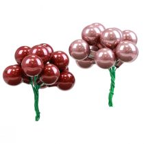 Mini Christmas baubles wire glass Bordeaux pink Ø2.5cm 140p