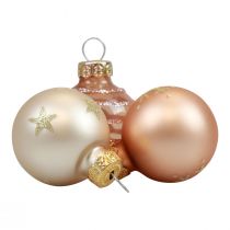 Mini Christmas balls glass cream copper glass balls Ø3cm 9pcs
