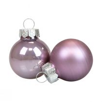 Mini Christmas balls glass lilac purple gloss/matt Ø2.5cm 20pcs