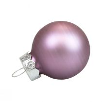 Mini Christmas balls glass lilac purple gloss/matt Ø2.5cm 20pcs