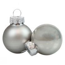 Mini Christmas balls glass silver gloss/matt Ø2.5cm 20p