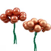 Product Mini Christmas balls on wire glass red orange 2.5cm 140pcs