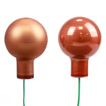 Mini Christmas balls on wire glass red orange 2.5cm 140p