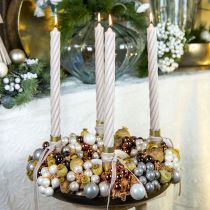Product Mini Christmas balls on wire glass cream grey Ø2cm 140 pcs