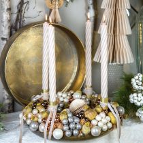 Product Mini Christmas Baubles Cream Grey Glass Mirror Berries Ø25mm 140 pcs
