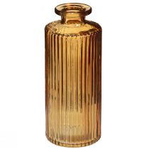 Product Mini vases made of glass orange with grooves decoration H13cm 6 pcs