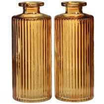 Product Mini vases made of glass orange with grooves decoration H13cm 6 pcs