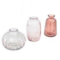 Mini vases glass decorative vases flower vases H8.5-11cm set of 3