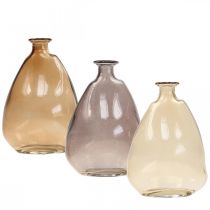Product Mini vases glass decorative vases yellow, purple, brown H12cm 3pcs