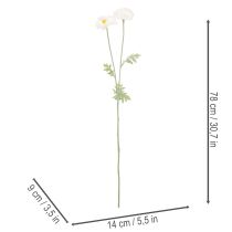 Product Artificial Poppy Flower White Long Stem 78cm Set of 3