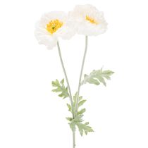Product Artificial Poppy Flower White Long Stem 78cm Set of 3