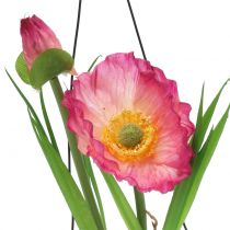 Product Poppy in glass for hanging Pink H22cm