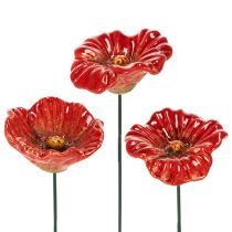 Product Ceramic Poppy Flower Romantic Decoration for Spring Garden and Flower Beds 31cm 6pcs