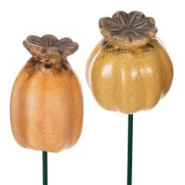 Product Garden stake poppy seed pod - decorative highlight for garden decoration and DIY projects - 41cm, 4 pieces