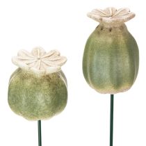 Product Poppy seed pod garden stake decorations for charming garden arrangements 60cm 2pcs