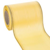 Product Moiré wreath ribbon, yellow with gold trim, 125mm x 25m - High-quality mourning ribbon, decorative ribbon, bow ribbon