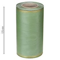 Product Moiré wreath ribbon sage green with gold edge - 175mm x 25m - decorative ribbon for floristry &amp; celebrations