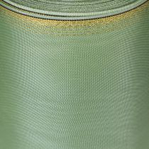 Product Moiré wreath ribbon sage green with gold edge - 175mm x 25m - decorative ribbon for floristry & celebrations