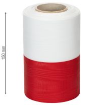 Product Moiré wreath ribbon, mourning ribbon white-red, decorative ribbon 150mm, memorial ribbon mourning fleur, acetate taffeta 25m