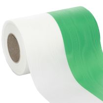 Product Moiré wreath ribbon green-white 150mm, decorative ribbon, bow ribbon, taffeta quality 25m