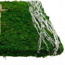 Moss picture vines and cross for grave arrangement green, white 40 × 30cm