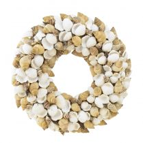 Product Shell wreath maritime hanging decoration coconut natural white Ø25cm
