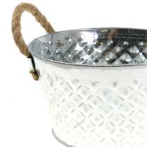 Product Zinc bowl round with rope handles Ø22cm H12cm