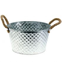 Product Zinc bowl round with rope handles Ø28cm H16cm