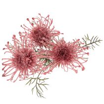 Product Artificial Protea Pincushion Flower Stem Set of 3 – 65cm, Pink and Green