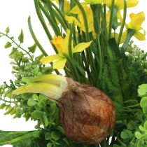 Daffodil bouquet artificial with twigs and onions 38cm