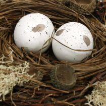 Easter nest with eggs artificial nature, white Easter table decoration Ø19cm