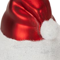 Product Glass Christmas Baubles Santa Hat Design 8cm Red and White Set of 6
