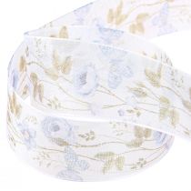 Product Organza Ribbon Flowers Blue Decorative Ribbon Organza Fabric 40mm 15m