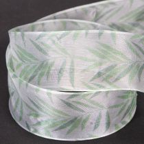 Product Organza ribbon, chiffon ribbon, green plant ribbon, 40mm x 15m