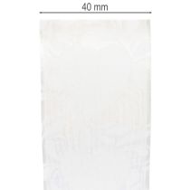 Product Organza ribbon, cream, decorative ribbon with hearts, 40mm wide, 15m long