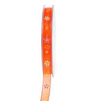 Organza ribbon orange with pattern 10mm 20